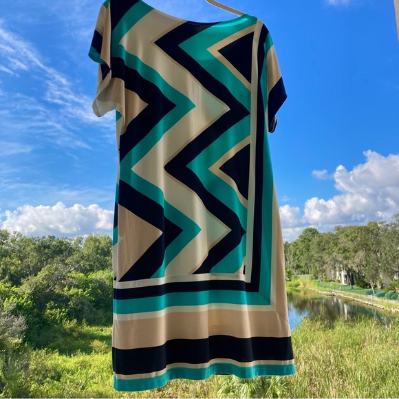Sandra Darren Multicolor Abstract Geometry Dress Size:12 - Picture 1 of 12